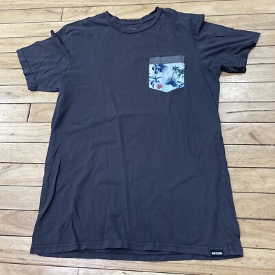 RIPCURL Shirt Men S Standard Fit Gray Y2k Hawaiian Pocket Surf Skate Classic 35''