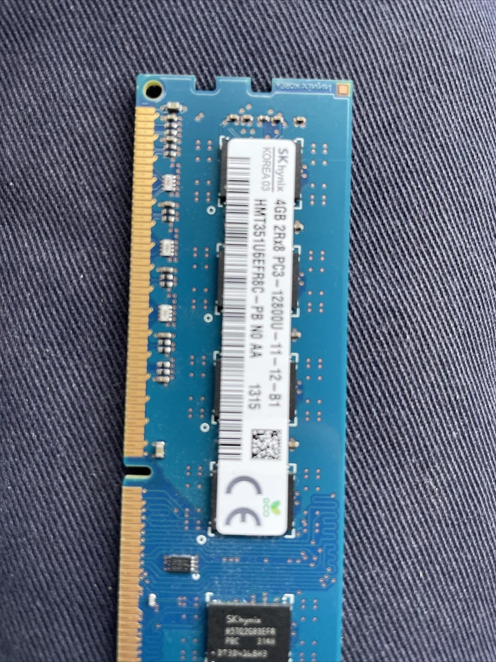 Hynix 4GB 2Rx8 PC3-12800U HMT351U6EFR8C-PB DDR3 RAM Memory - Image 2 of 2