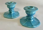 VINTAGE 1946 Mid Century Rookwood Art Pottery TURQUOISE 2961 Candlestick Holders