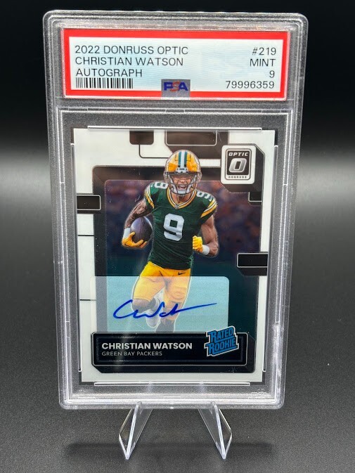 2022 Donruss Optic Christian Watson Autograph /150 PSA 9