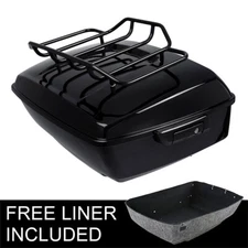 Black King Pack Trunk Top Luggage Rack Fit For Harley Street Road Glide 14-25 23