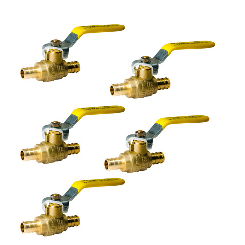 5 Pack XFITTING 1/2" PEX-B Shut Off Ball Valve , PEX B, Full Port, Lead Free
