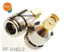 2-Pack N-Type Female to RP-SMA Reverse Polarity Male RF Adapters, RF-S162-2