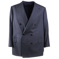 NWT $6500 BRIONI Tiberio Slate Blue Stripe Su...