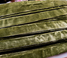 vintage velvet rayon ribbon 7/8" trim avocado moss 19"pc made in England