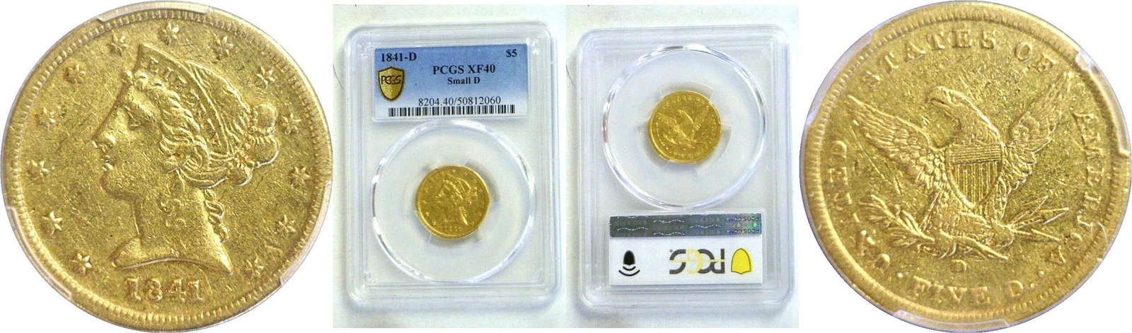1841-D $5 Liberty Gold PCGS XF-40