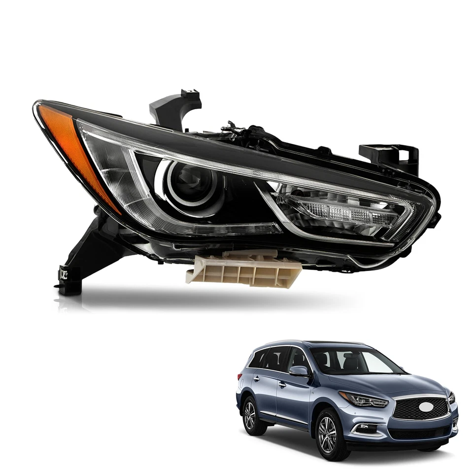For 2016-2019 Infiniti QX60 HID w/LED DRL non-AFS Projector Headlight Passenger Foto 2 de 4