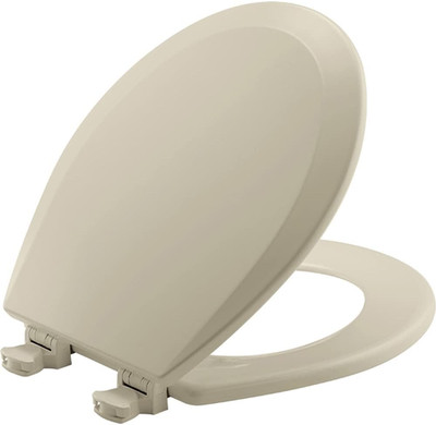 Bemis 500EC Durable Wood Toilet Seat with Easy Clean Hinges, Made in USA, Round,