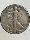 1928S Walking Liberty 90% Silver Half Dollar Circulated Good+ #58.