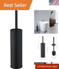 Stainless Steel Toilet Brush with Holder, 2 Black Bristle Heads