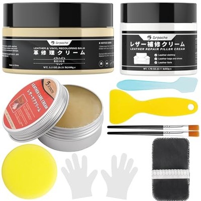 Leather Recoloring Balm Mink Oil Leather Conditioner & Leather Filler Beige