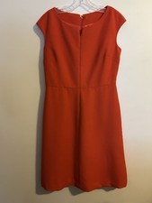 Tory Burch Orange Classy Modest Professional Career Dress Wool Blend Size 10