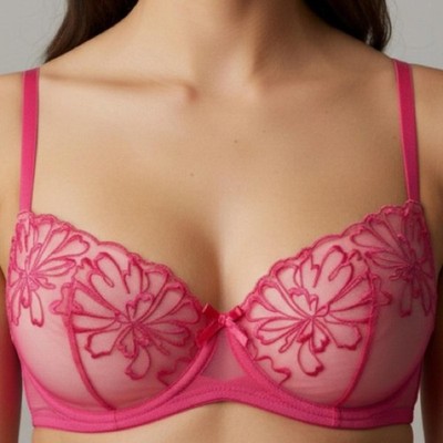 PRETTY POLLY red balconette underwire lace unpadded bra 32A style LPAYH1 NWT