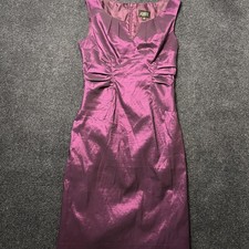 Adrianna Papell Womens 8 Purple Ruched Sleeveless Sheath Knee Length Dress