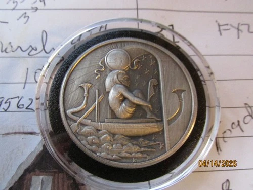 New Listing2 Troy oz .999 silver Egyptian GODS series #10 in series antiqued in capsule