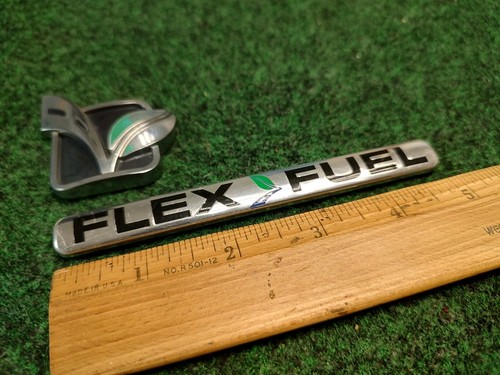(2) Flex Fuel Emblem Name Plate Badge Decal Leaf Chevrolet Ford OEM 1S6 - Picture 2 of 6