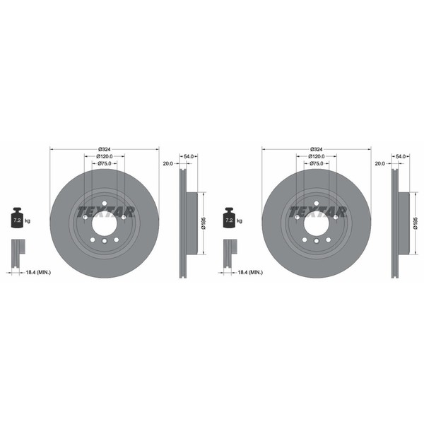 2X Textar PRO Bremsscheiben 324Mm InnenbelÜFtet Hinten Passend FüR BMW Z4 | 9223-image