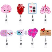 Nurse Badge Reel 8 Pcs Cute Retractable ID Clear