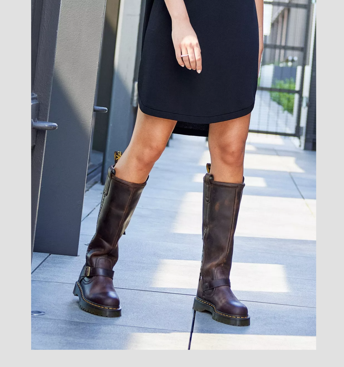 DR. MARTENS ANISTONE KNEE HIGH Orleans Leather Biker Boot MSRP$290