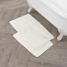Ruffle Border Ivory 17" X 24"/ 20" X 32" 100 Cotton Bath Rug Set