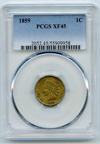 1859 Indian Head Cent 1c PCGS XF45