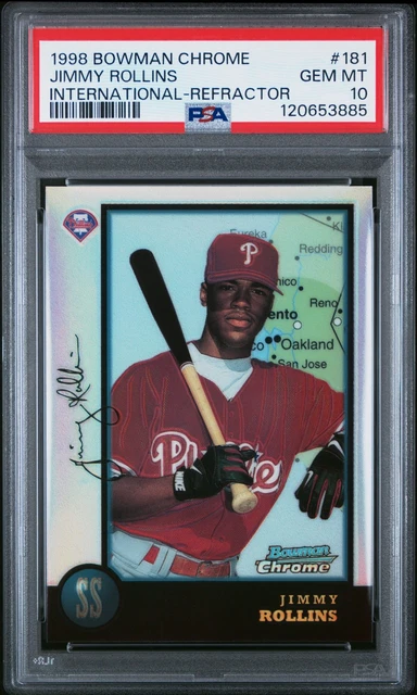 1998 BOWMAN CHROME INTL REFRACTOR #181 JIMMY ROLLINS PSA 10