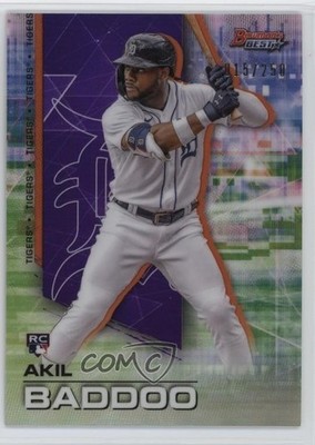 2021 Bowman's Best Purple Refractor 15/250 Akil Baddoo #37 Rookie RC 1ok2
