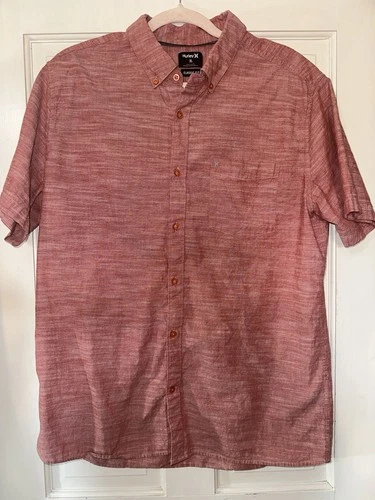 Hurley Mens XL Red Heather Short Sleeve Button Down Shirt Classic Fit NWOT image 5