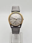 Vintage 1995 Pulsar By Seiko Men Daydate Analog Quartz Watch Two-tone Grey Suede