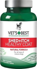Vet Recommended Shedding  Itch Relief Tablets for Dogs 50 Count Supplements