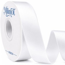 1 Inch Double Faced White Ribbon,Satin Ribbon Continuous 25 Yards