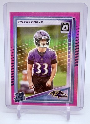 2025 Panini Donruss Tyler Loop #382 Optic Pink Prizm Rated Rookie RC Ravens