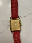 VTG Seiko Tank Watch 17mm Gold Dial Gold Tone 4N00-5129 Rectangle needs Batt