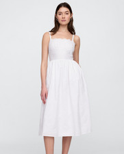NWT Gap Factory Optic White Eyelet Midi Dress Size L MSDRP $150 CUTE!
