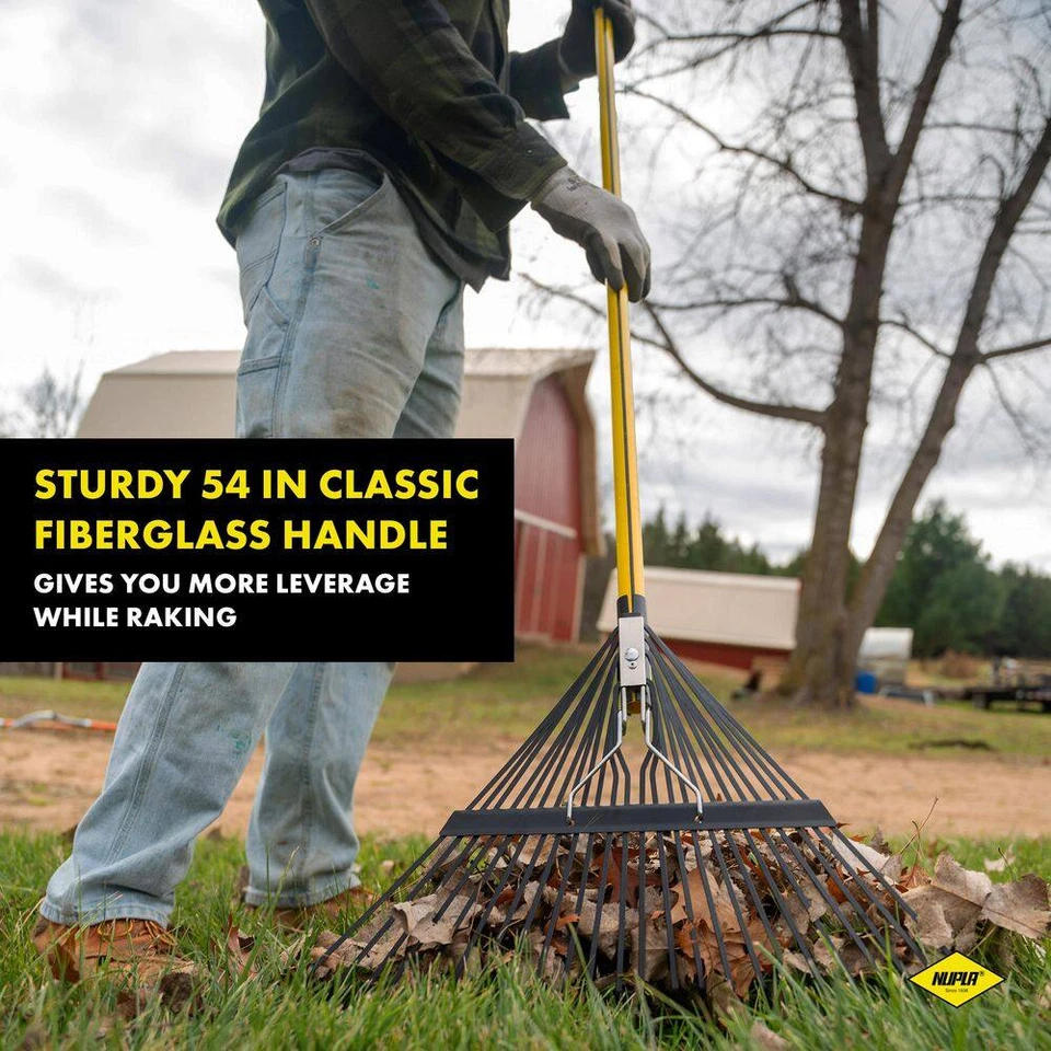 54 In. Leaf Rake with 24-Tine Steel Blade and Cushion Grip (3-Pack) Foto 2 de 4