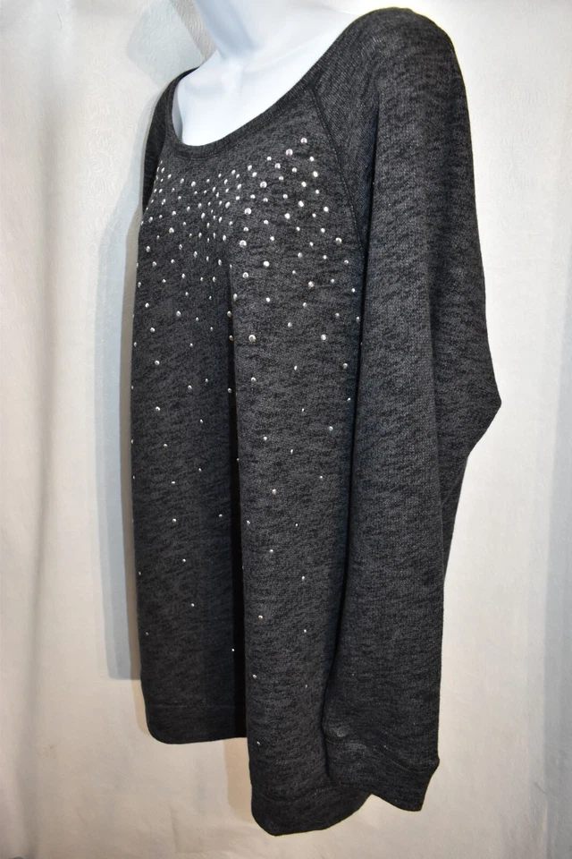 Sudadera Lane Bryant Top Negra Carbón Con Cuentas Talla 14/16 Foto 2 de 4