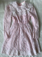 VTG Girls Dress Pink White Lace 8 Made In USA -Missing A Belt