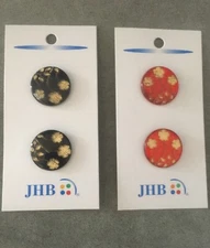 JHB INTERNATIONAL BLACK OR RED WITH GOLD FLOWER SHANK BUTTONS MADE IN ITALY