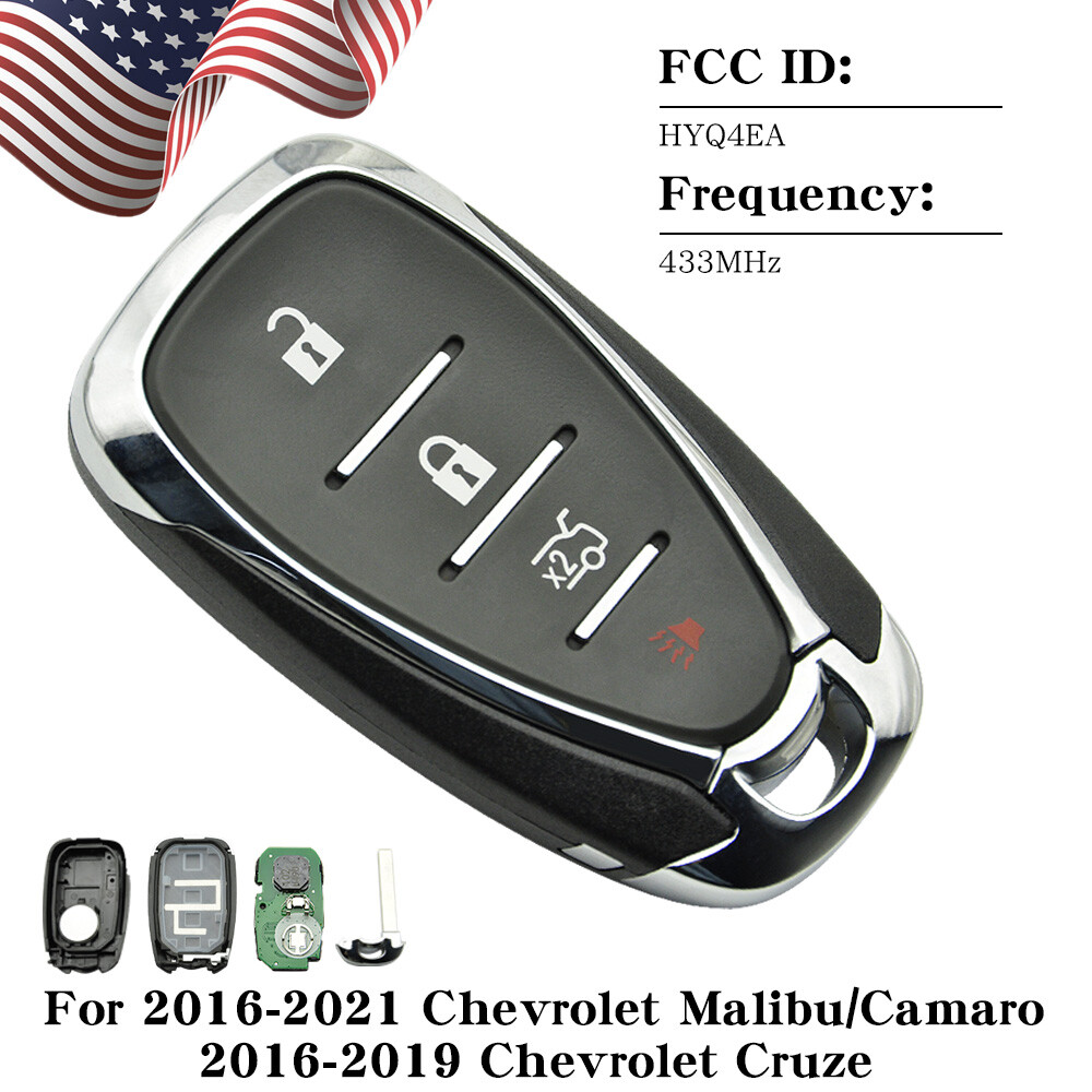 2-Pack Aftermarket Smart Key Fob For 2016-2020 Chevy Camaro, Malibu, Cruze (FCC ID: HYQ4EA, 5-Button)