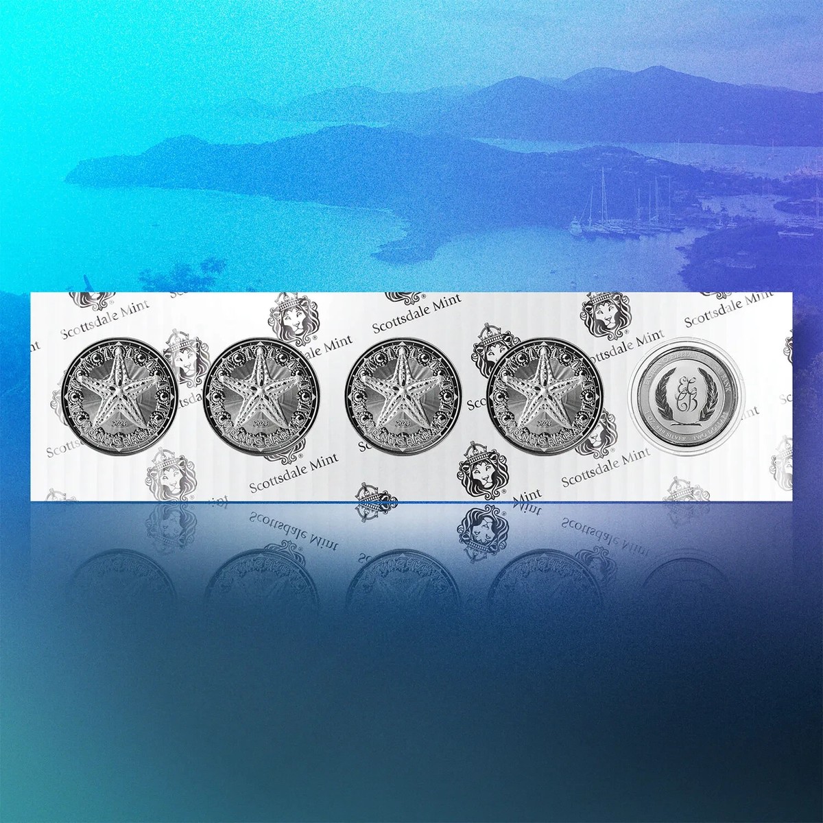 2024 シルバー モナ・リザ×ゴッホ 2024 EC8 MONTSERRAT | STARFISH .999 Fine Silver Coin Proof Like