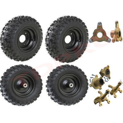 6'' Front Rear Wheels 4.10-6 Tire Rim 4.10x6 Steering Spindle Hubs Go Kart ATV
