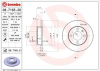 2X Brembo 08.7165.21 Bremsscheibe FüR Seat VW