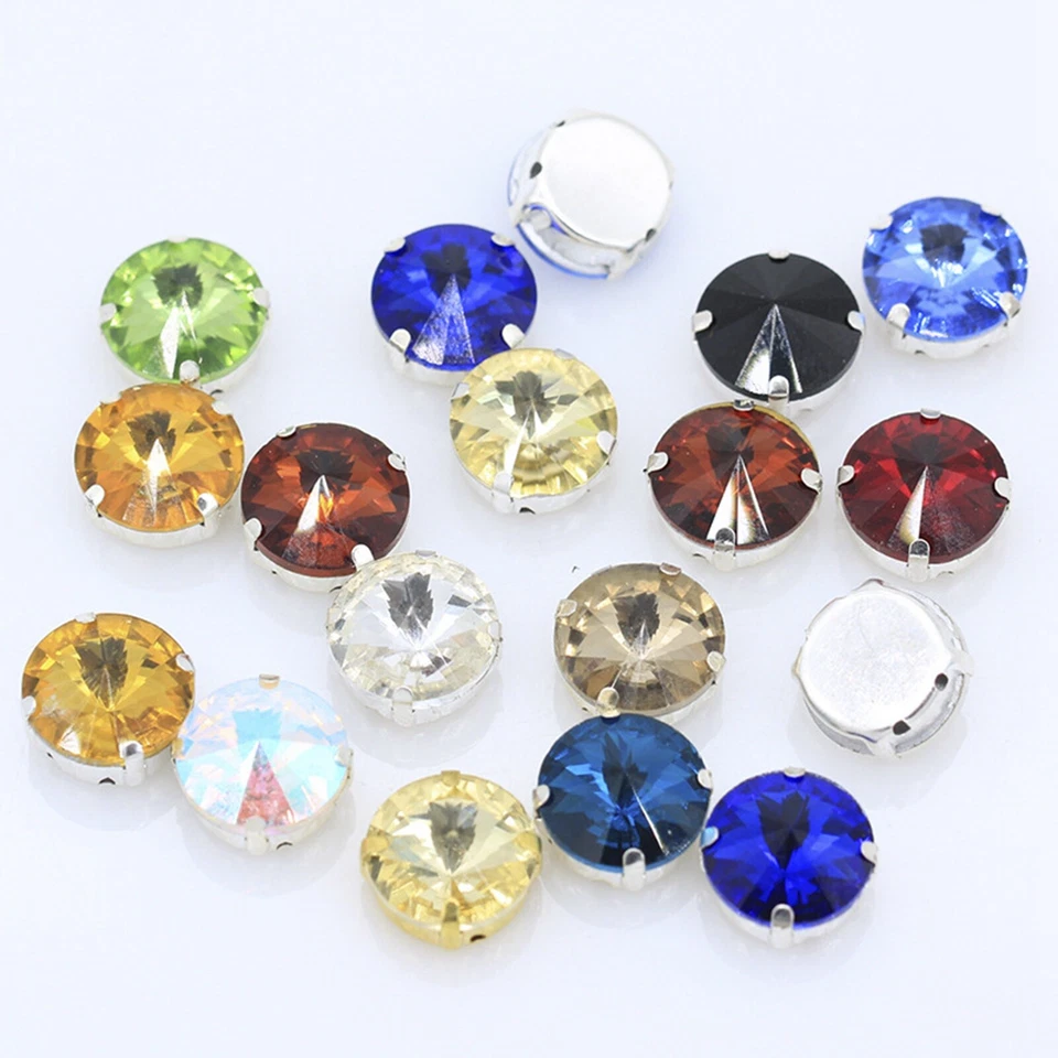 Artesanal Mezcla Color Cristal Redondo Rivoli Costura Estrás Rosa Montes Cuentas Foto 2 de 4