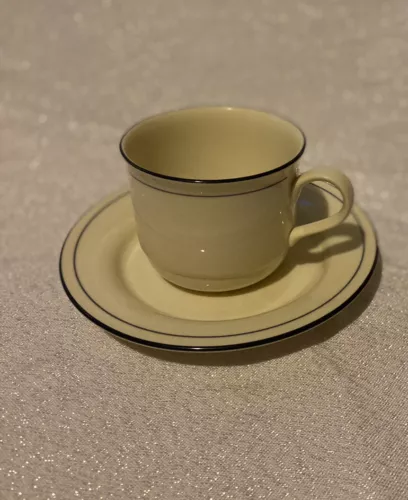 Lenox Chinastone ~ Blue Pinstripes ~ Pair of Cup & Saucer