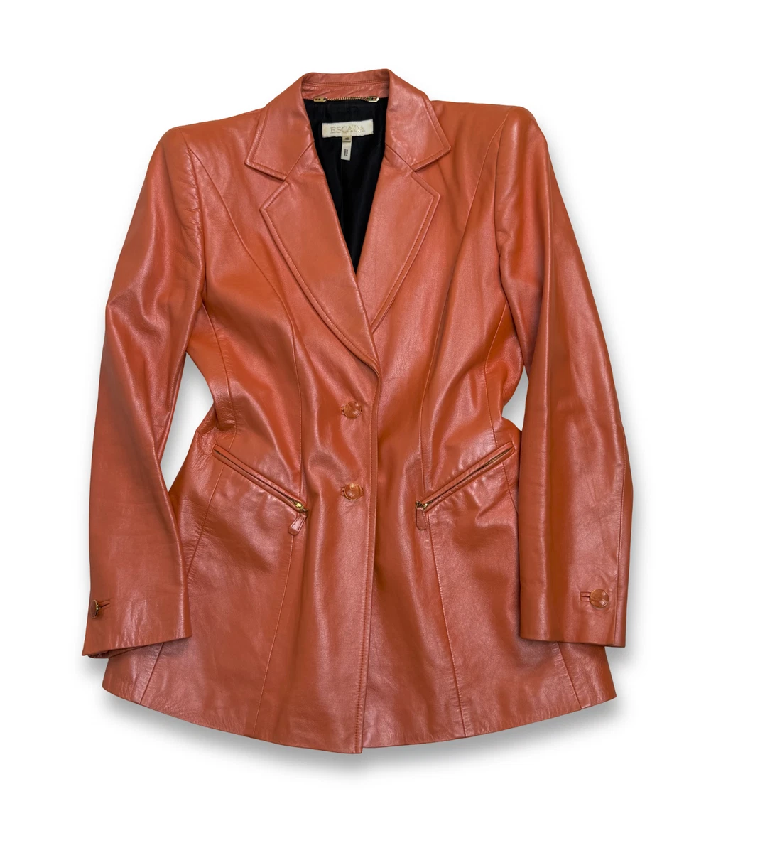 エスカーダ ESCADA レザージャケット 革ジャン 羊革 3B 40 茶 ブラウン 