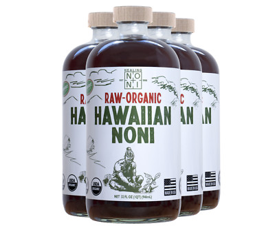 Healing Noni    - RAW (UNPASTEURIZIED) Certified Organic Noni Juice - 4 x 32oz