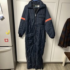 Saftbak Blue Mens Coveralls With Reflective Orange Stripe Vintage Made In USA