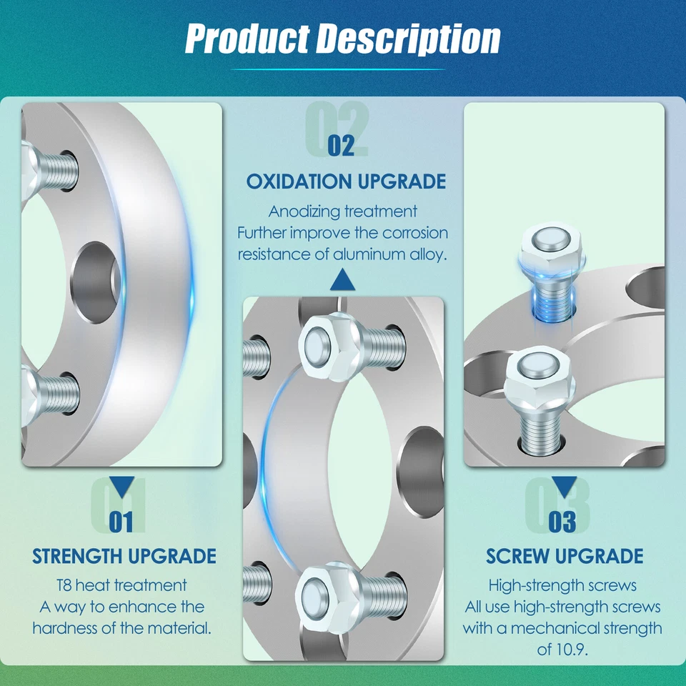 4PC 1.25" 4x4.5 4x114.3 Wheel Spacers 12x1.5 for 2001 2002 Honda Accord Hyundai - Image 3 of 4