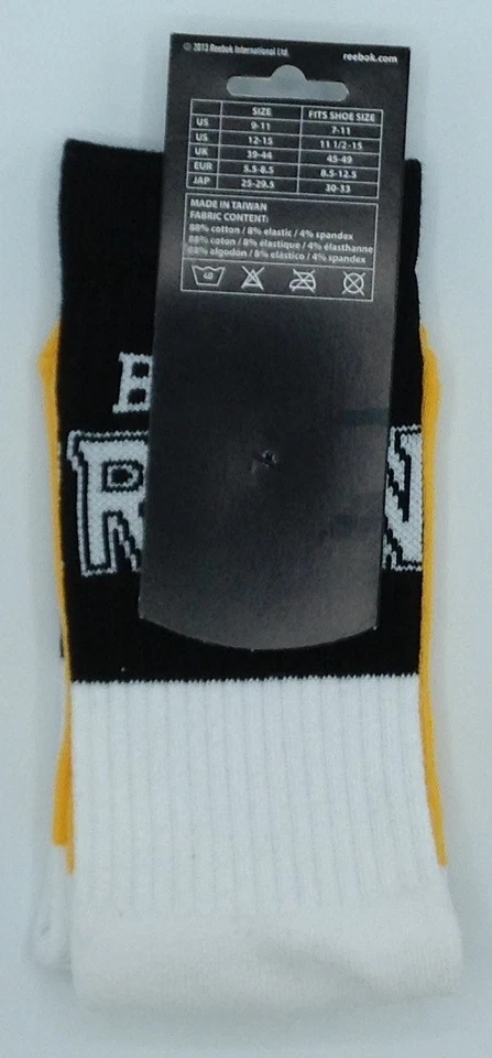 Calcetines NHL Boston Bruins Reebok Hombre Equipo Logo Crew ¡NUEVOS! Foto 2 de 2