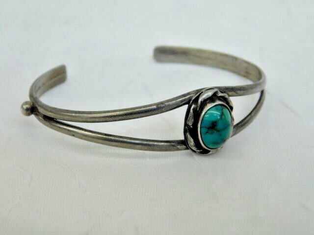 TURQUOISE STERLING SPLIT CUFF BRACELET ARTISAN HA… - image 2